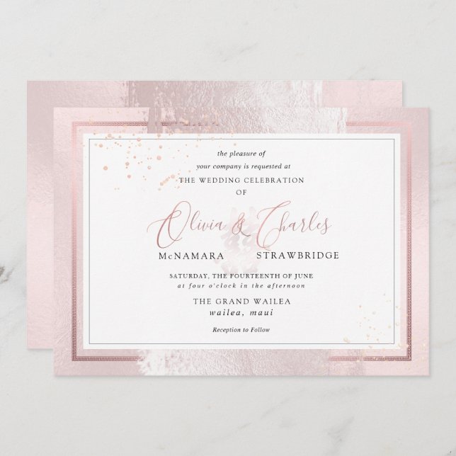 PixDezines Double Happiness, Blush Pink Invitation (Front/Back)