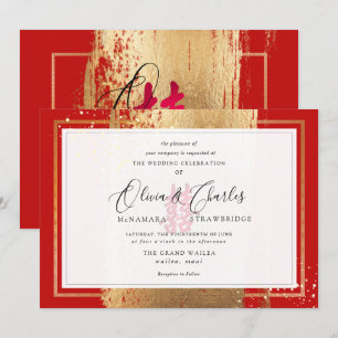 PixDezines Double Happiness, Faux Gold Invitation