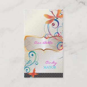 PixDezines Dragonflies Butterflies Rainbow Swirls Business Card