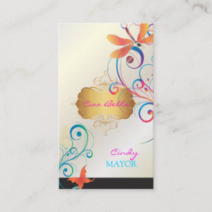 PixDezines Dragonflies Butterflies Rainbow Swirls Business Card