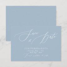 PixDezines Dusty Blue Modern Script Save the Date