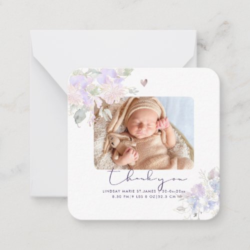 PixDezines Dusty Lilac Thank You Note Card