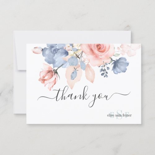 PixDezines Dusty Navy Blue Blush Roses Thank You