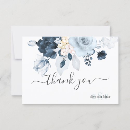 PixDezines Dusty Navy Blue Roses Thank You