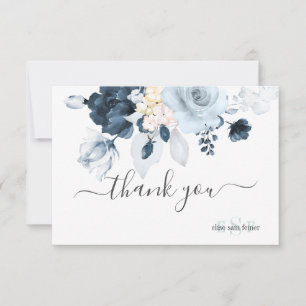 PixDezines Dusty Navy Blue Roses Thank You Card