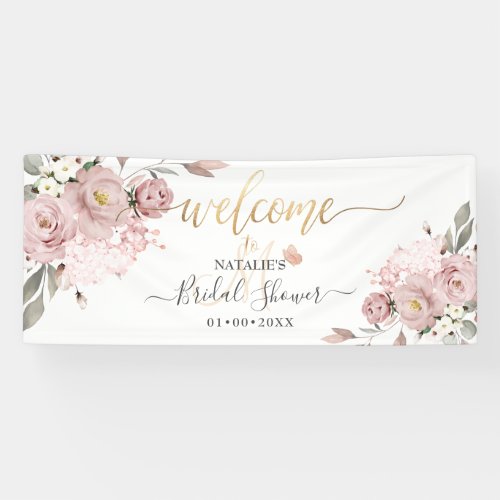 PixDezines Dusty Pink Roses Watercolor Flowers Banner