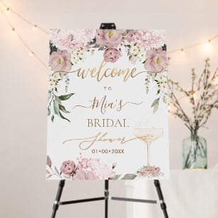 PixDezines Dusty Pink Roses Welcome Bridal Shower Foam Board