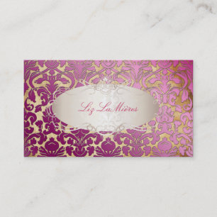 PixDezines dusty rose flora damask/faux parchment Business Card