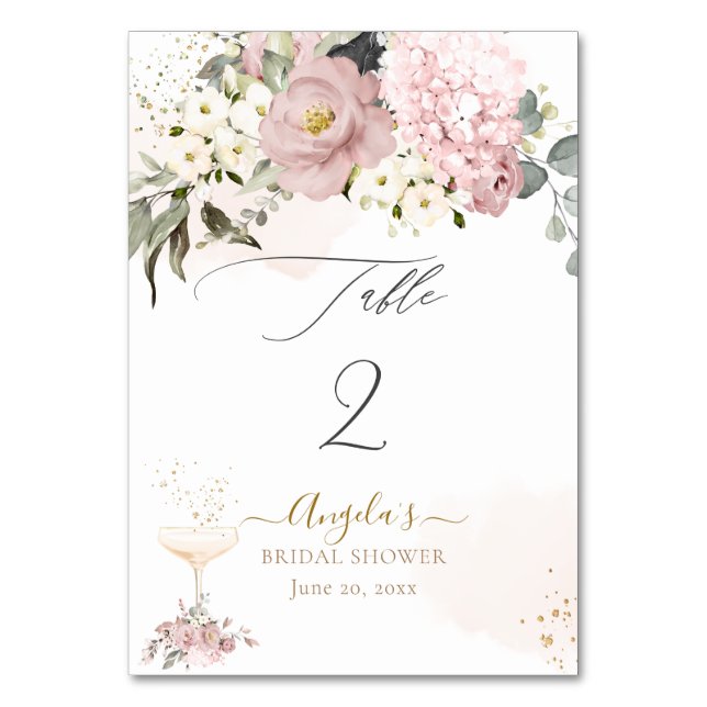 PixDezines Dusty Rose Table Number (Front)