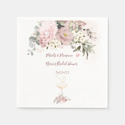 PixDezines Dusty Rose with Champagne Glass Napkins