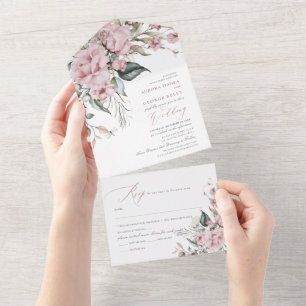 PixDezines Editor's Pick H2 Dusty Rose Roses All In One Invitation