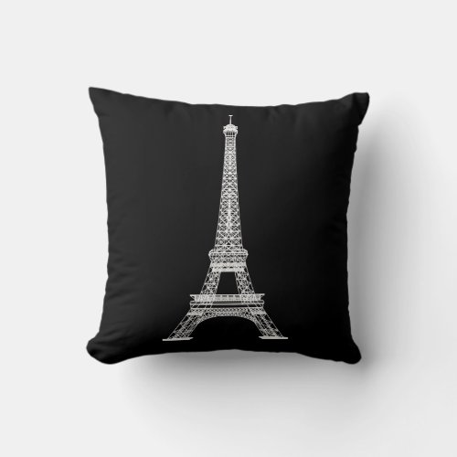 PixDezines eiffel towerblackwhiteDIY color Throw Pillow