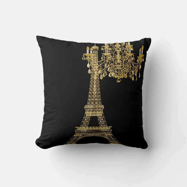 PixDezines eiffel tower/faux gold/DIY color Throw Pillow (Front)