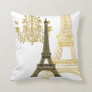 PixDezines eiffel tower/faux gold/DIY color Throw Pillow