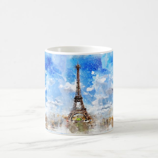 PixDezines EIFFEL TOWER, PARIS in WATERCOLOR Coffee Mug (Center)