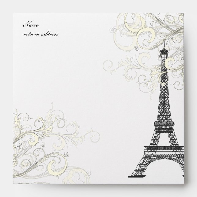 PixDezines Eiffel Vanilla Swirls/Black + Vanilla Envelope (Front)