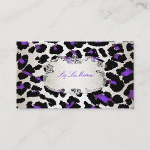 PixDezines electric purple leopard/champagne Business Card