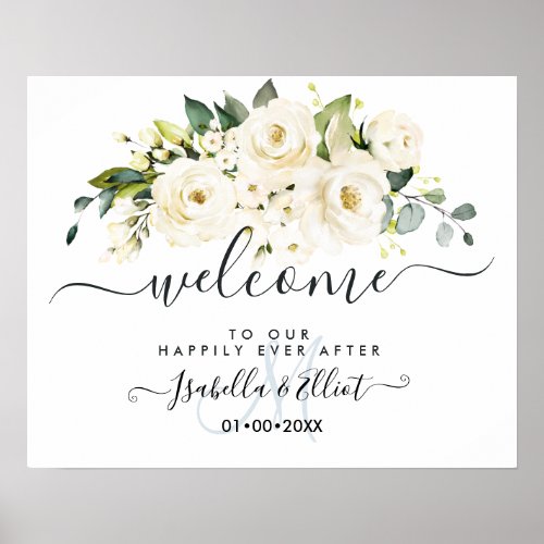 PixDezines Elegant Alabaster Roses Welcome Poster