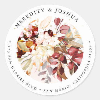 PixDezines Elegant Botanical Rust Eucalyptus Classic Round Sticker