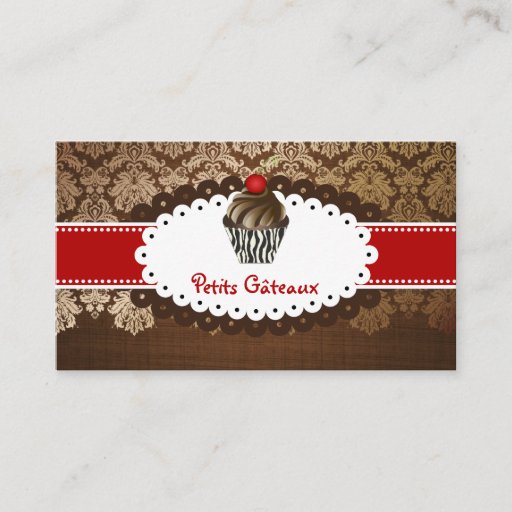 Customizable PixDezines elegant chocolate swirls cupcake Business Card