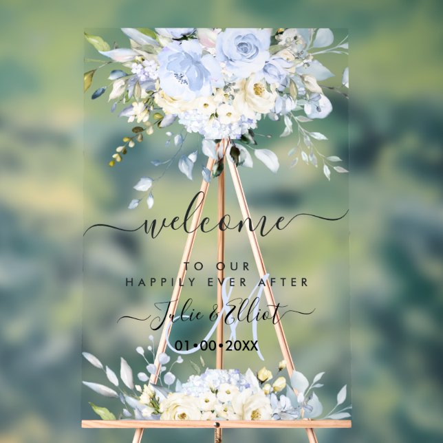 PixDezines Elegant Dusty Blue Gum Eucalyptus Acrylic Sign (Neutral)