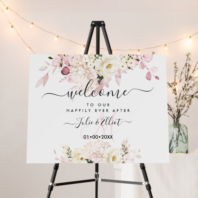 PixDezines Elegant Dusty Pink + Alabaster Roses Fo Foam Board (In Situ (Stand))