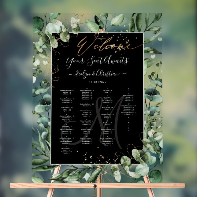 PixDezines Elegant Eucalyptus Alpha Seating Chart (Neutral)