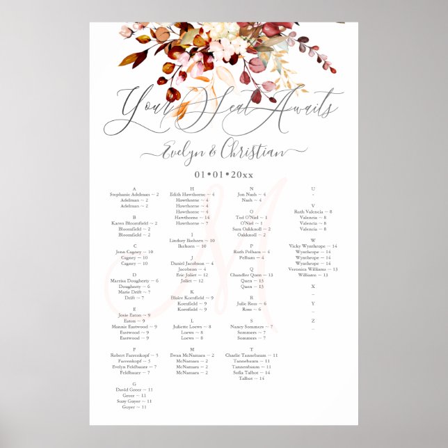 PixDezines Elegant Fall Foliage Eucalyptus Poster (Front)