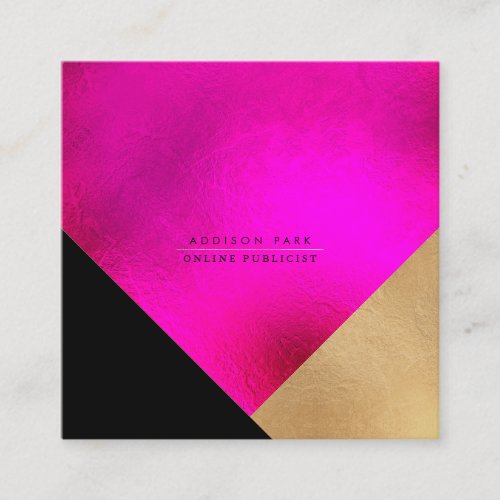 PixDezines Elegant Faux Gold HotFlashy Pink Squar Square Business Card