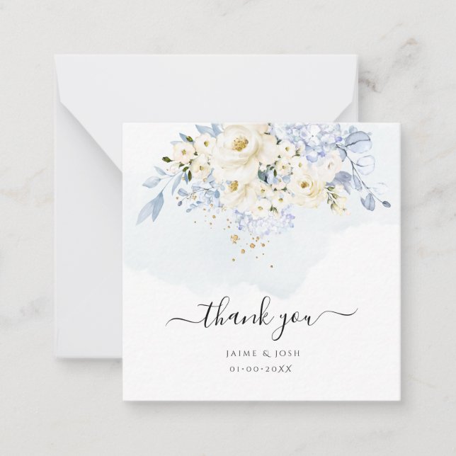 PixDezines Elegant H2 Ice Blue Hyde Cream Roses Note Card (Front)