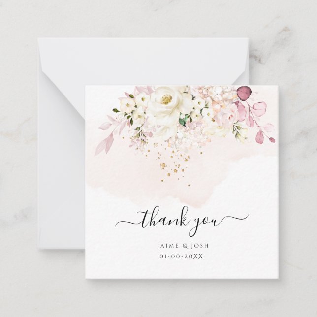 PixDezines Elegant H2 Ice Blush Hyde Cream Roses Note Card (Front)