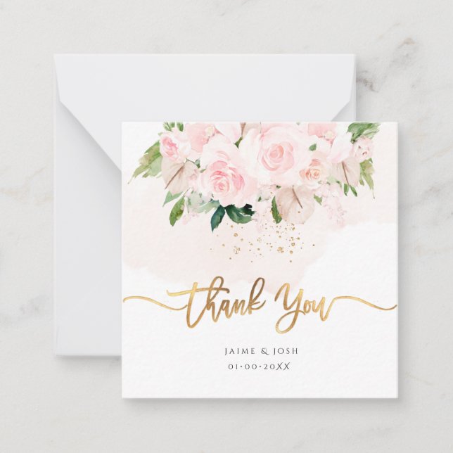 PixDezines Elegant H2 Pale Blush Pink Roses   Note Card (Front)