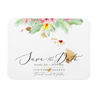PixDezines Elegant Hawaiian DIY Map Save the Date  Magnet
