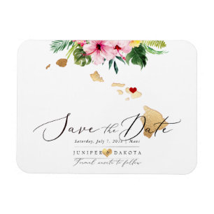 PixDezines Elegant Hawaiian DIY Map Save the Date Magnet