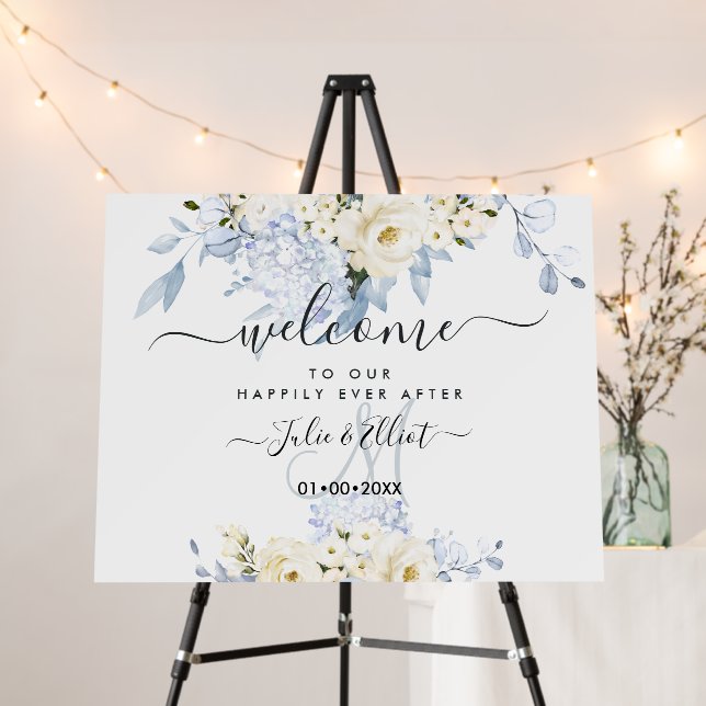 PixDezines Elegant Ice Blue Hyde Alabaster Roses Foam Board (In Situ (Stand))