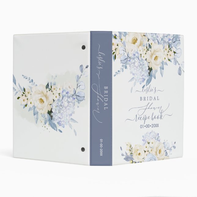 PixDezines Elegant Ice Blue Hyde Alabaster Roses Mini Binder (Background)