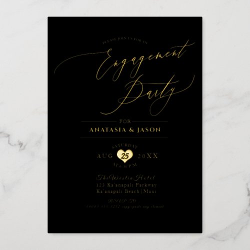 PixDezines Elegant Luxe Calligraphy Engagement Foi Foil Invitation