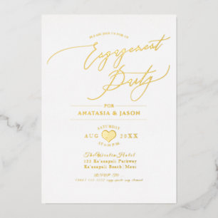 PixDezines Elegant Luxe Calligraphy Engagement Foi Foil Invitation