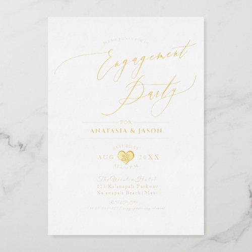 PixDezines Elegant Luxe Calligraphy Engagement Foi Foil Invitation