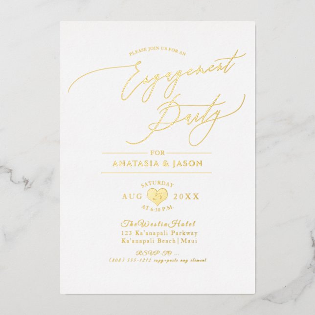 PixDezines Elegant Luxe Calligraphy Engagement Foi Foil Invitation (Front)