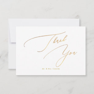 PixDezines Elegant Luxe Calligraphy Faux Gold Than Thank You Card