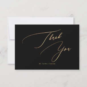 PixDezines Elegant Luxe Calligraphy Faux Gold Thank You Card