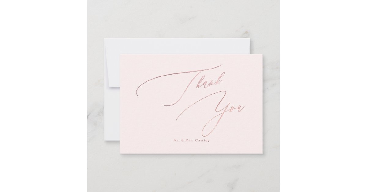 PixDezines Elegant Luxe Calligraphy Rose Gold Thank You Card | Zazzle