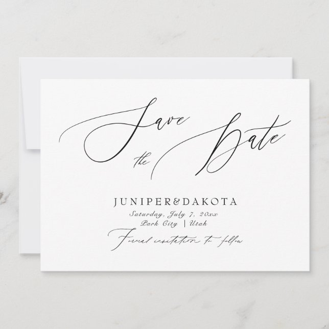 PixDezines Elegant Luxe Calligraphy Save the Date  Invitation (Front)