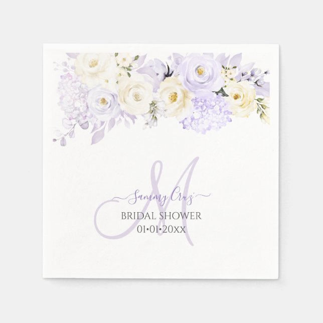 PixDezines Elegant Purple Hyde Cream Roses Napkins (Front)