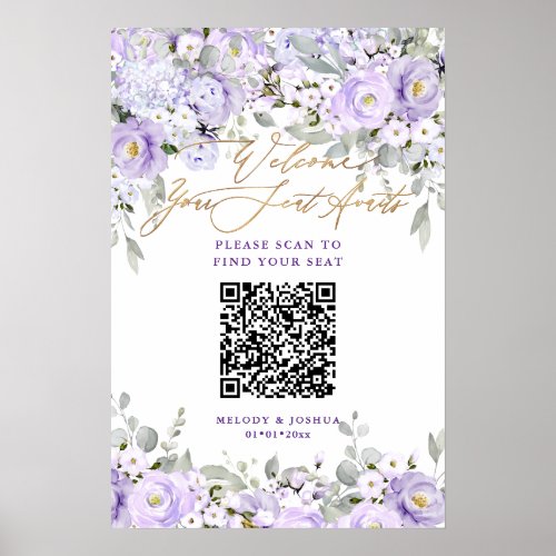 PixDezines Elegant Purple Hyde QR Seating Poster