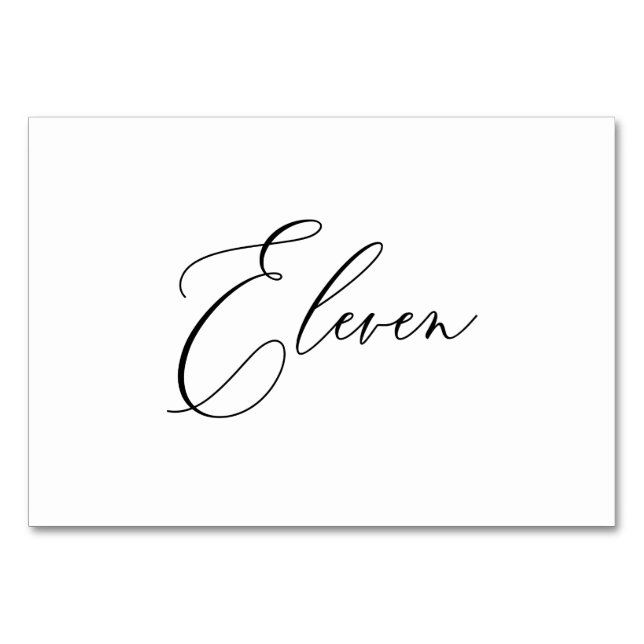 PixDezines Elegant Romantic Calligraphy Eleven 11 Table Number (Front)