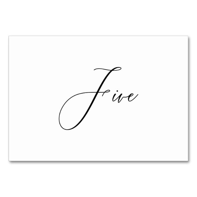 PixDezines Elegant Romantic Calligraphy Five 5 Table Number (Front)