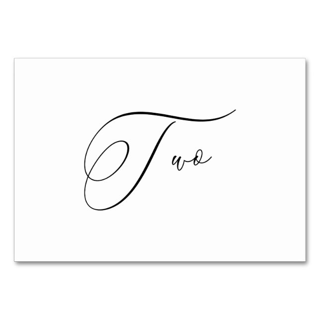 PixDezines Elegant Romantic Calligraphy Two 2 Table Number (Front)