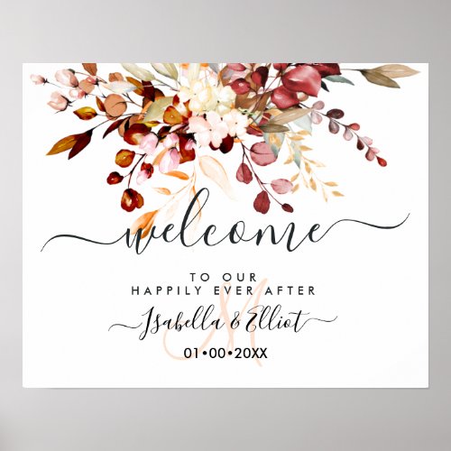 PixDezines Elegant Rust Orange  Eucalyptus Welcome Poster